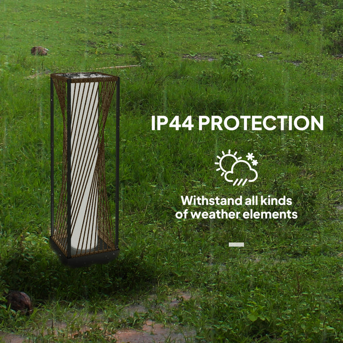 Outsunny Lampe Solaire en Rotin, Lampe d'Exterieur avec LED Automatique On/Off