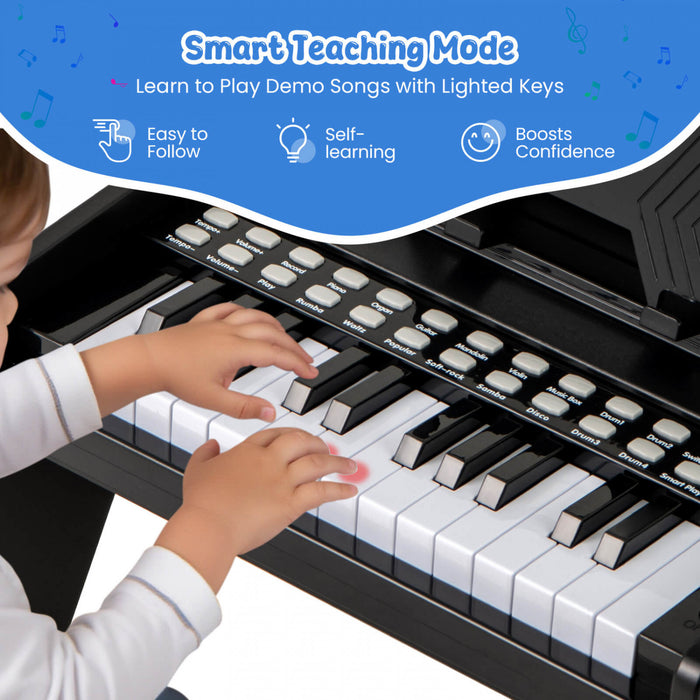 Costway Piano Numerique 25 Touches avec Pupitre, Mode Enseignement, Touches Retroeclairees et Vitesse Reglable - Noir
