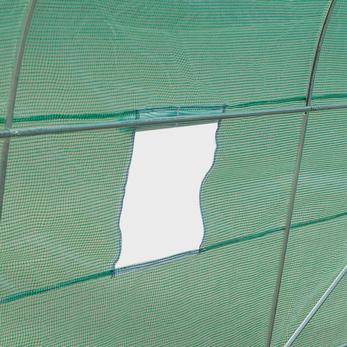 Outsunny Serre De Jardin Tunnel 4,5l X 2l X 2h M Chassis Tubulaire Acier Galvanise Renforce 1,8 Cm 6 Fenetres 1 Porte Vert