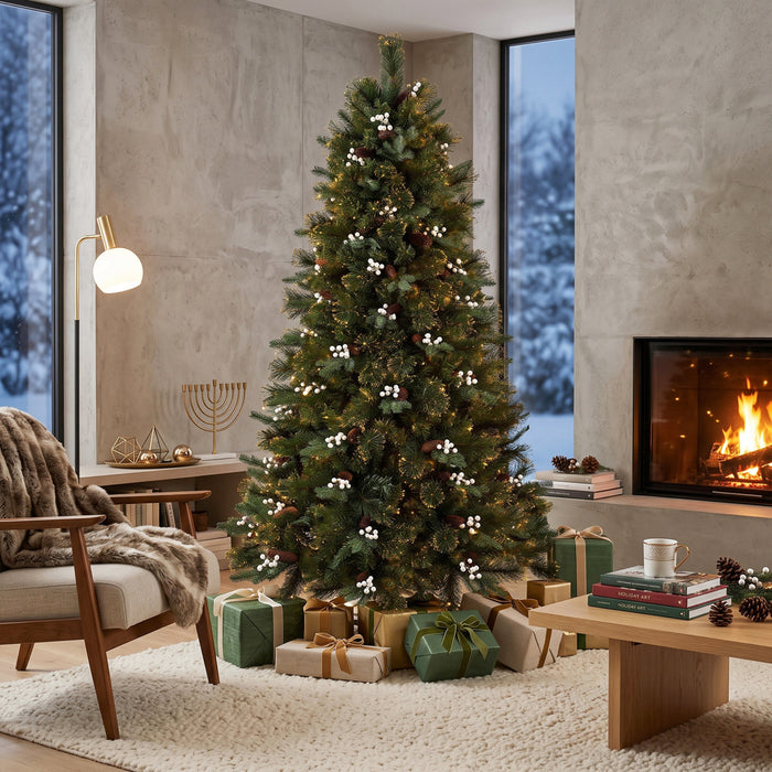 HOMCOM Sapin de Noel 180 cm avec 716 branches, sapin artificiel imitation fir