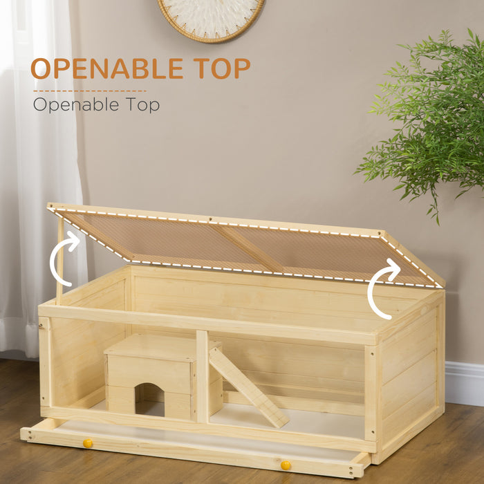 Pawhut Cage En Bois Pour Hamster, Kit Pour Petits Animaux, Maison De Jeu D'exercice Pour Hamsters Nains, Gerbilles, Chinchillas, Cochons D'inde, Lapins, Avec Plateau Coulissant, Dessus Ouvrable