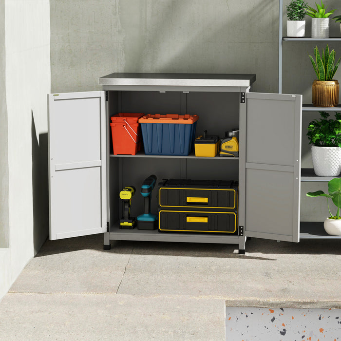 Outsunny Armoire De Rangement En Bois , Abri De Jardin Avec Etagere, Gris