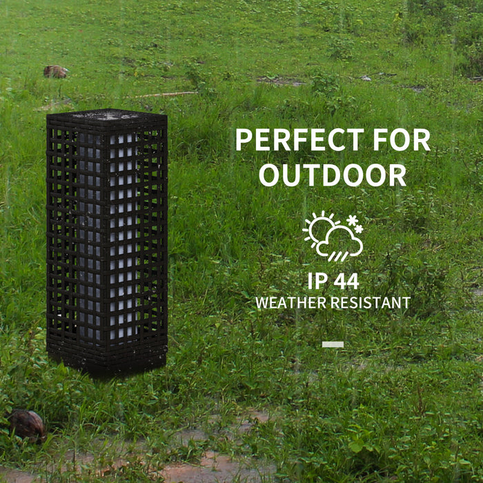Outsunny Lampe Solaire en Osier, Lampe d'Exterieur Automatique, Noir