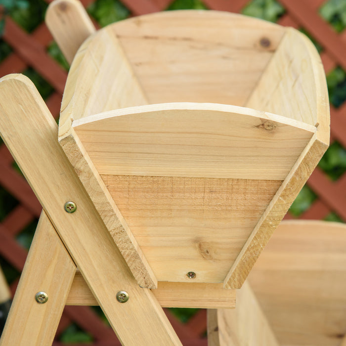 Outsunny Lit De Jardin Sureleve A 3 Niveaux, Kit De Jardiniere Surelevee En Bois Vertical, Support Pour Fleurs, Legumes, Herbes