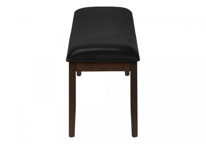 Banc rectangulaire de style transitionnel avec bois massif brun et apparence cuir noir pour la salle à manger, le couloir et l’entrée