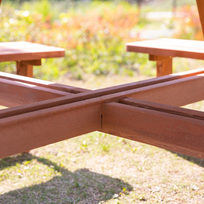 Ensemble De Salle A Manger En Bois Outsunny Pour Patio, Ensemble De Table Et Bancs, Brun