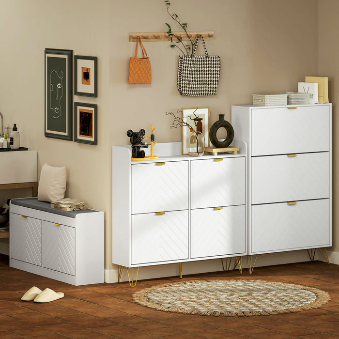 HOMCOM Armoire de rangement pour chaussures avec 4 tiroirs rabattables