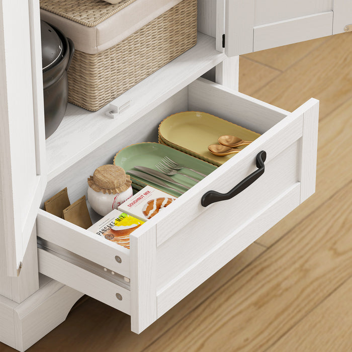 HOMCOM Placard de Cuisine 71 po, Meuble de Rangement avec 2 Portes, Blanc