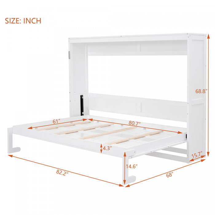 Evelyn Lit mural escamotable gain de place Murphy avec design d’armoire pliable, taille Queen, blanc
