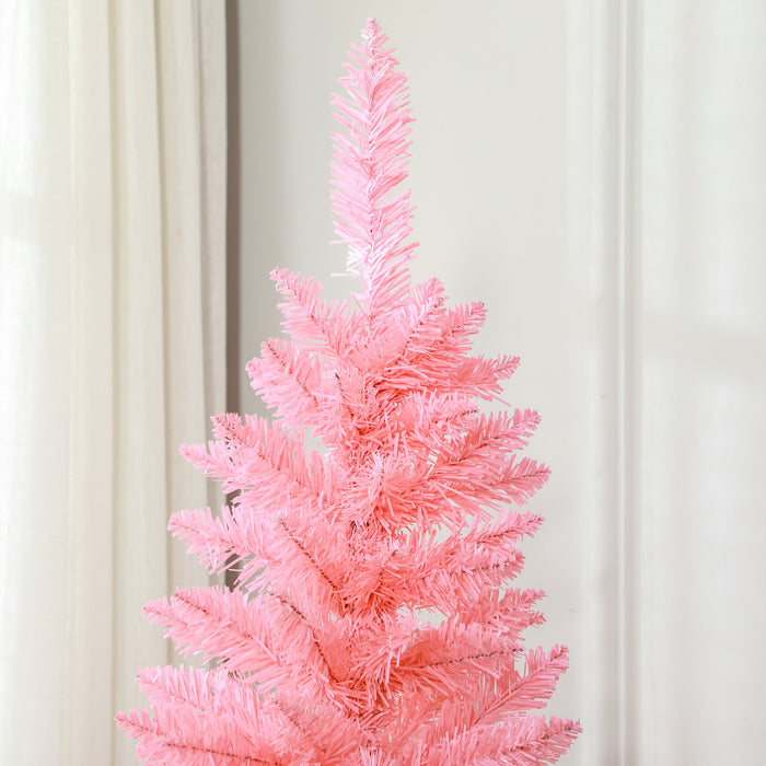 Homcom Arbre De Noel Artificiel De 6pi De Haut Avec Base En Acier, Rose