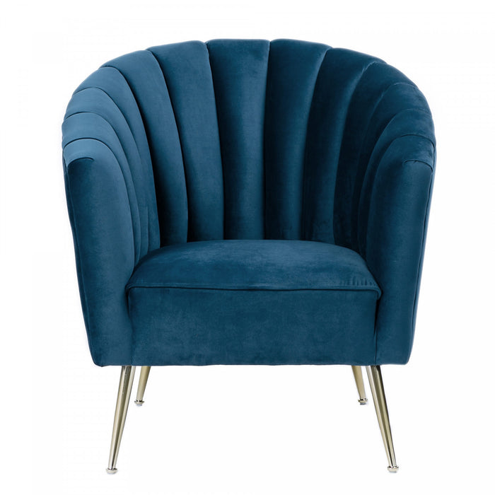 Fauteuil d’appoint en velours bleu style mid-century Rosemont – Lot de 2