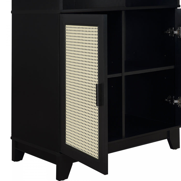 Armoire bibliotheque Sheridan style milieu du siecle 79 cm en noir (7 etageres) – Lot de 2