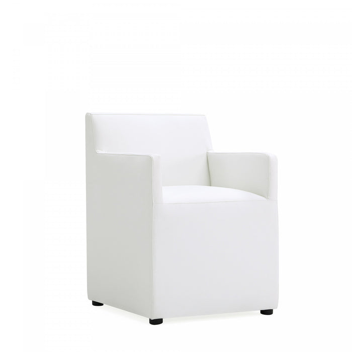 Fauteuil moderne en cuir vegetalien blanc Anna Square - Lot de 2