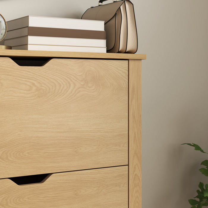 HOMCOM Meuble a chaussures etroit avec 3 tiroirs basculants et etageres ajustables, bois naturel