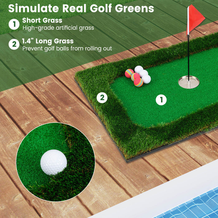 Costway Rectangulaire Flottant Golf Vert Pour La Piscine Comprend Le Tapis De Golf Frappant 6 Balles De Golf