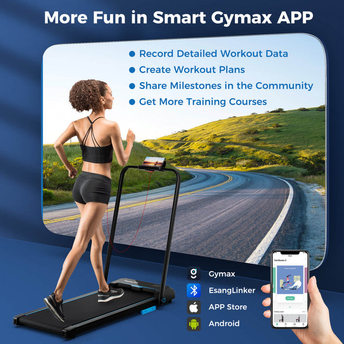 Costway 3 En 1 Tapis Roulant Pliant Avec Ecran Led A Telecommande Et App Pour Home Blue