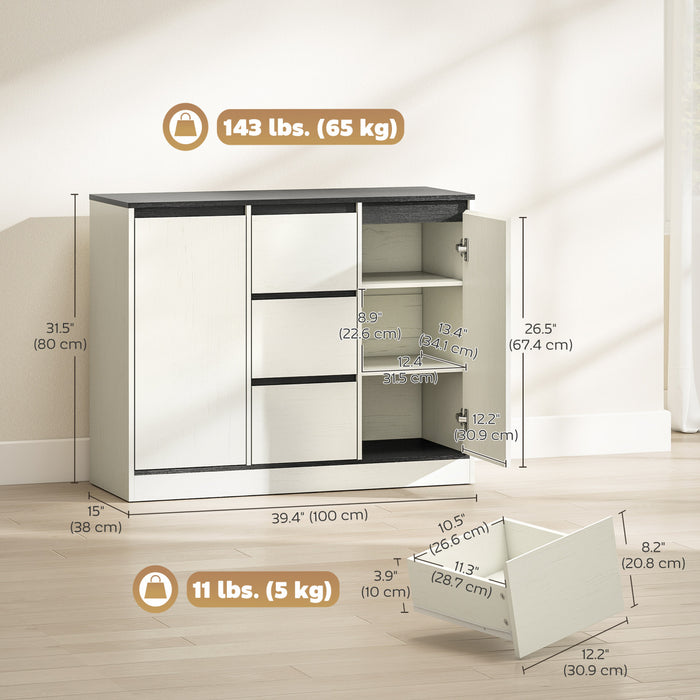 HOMCOM Buffet Moderne avec Charnieres a Fermeture Douce, Blanc
