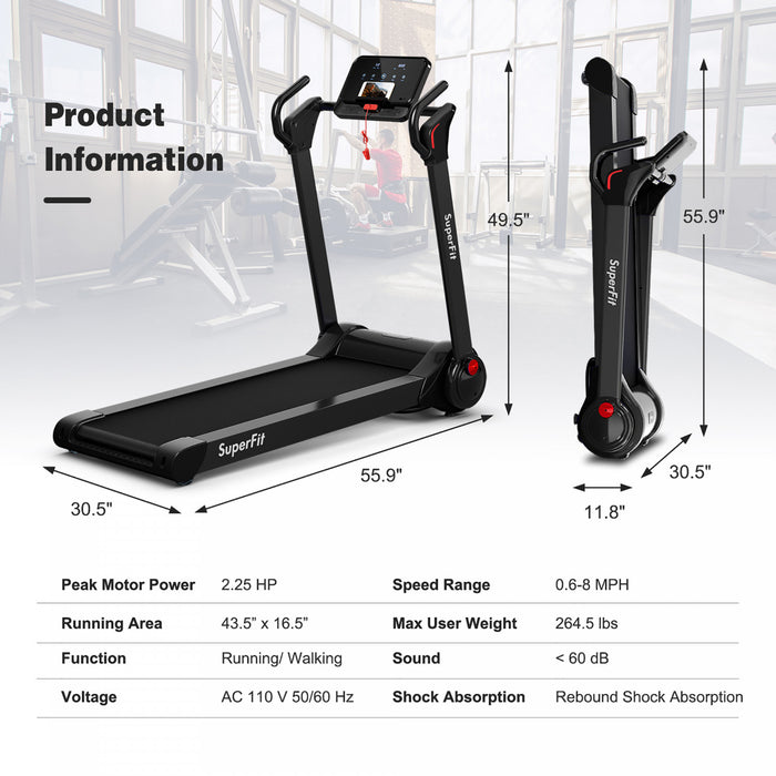 Tapis De Course Pliable 2,25cv Superfit Avec Haut-parleur Bluetooth