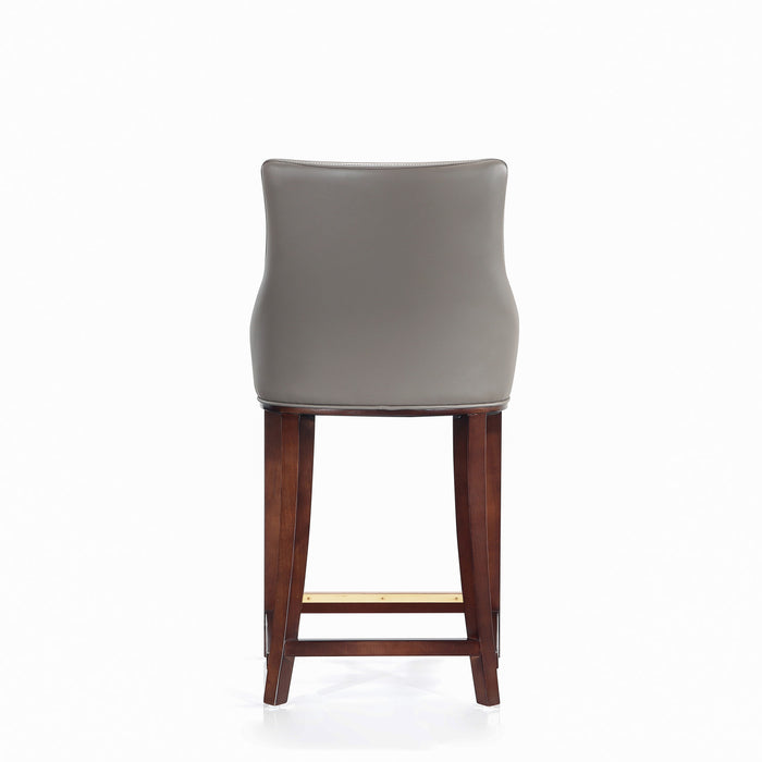 Tabouret de comptoir moderne en bois avec assise rembourree Shubert, taupe fonce – Lot de 2
