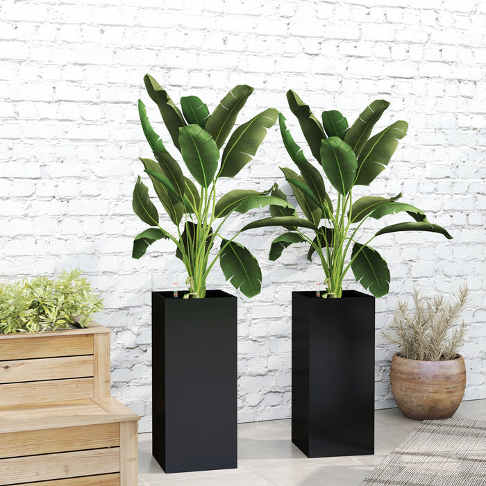 Outsunny Lot de 2 jardinieres d'exterieur en plastique de 11\", noir