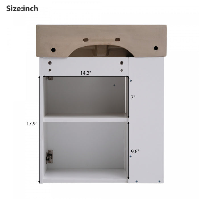 Rachel Meuble-lavabo Flottant 21,6\" Avec Vasque En Ceramique, Porte A Fermeture Douce Et Rangement A Gauche