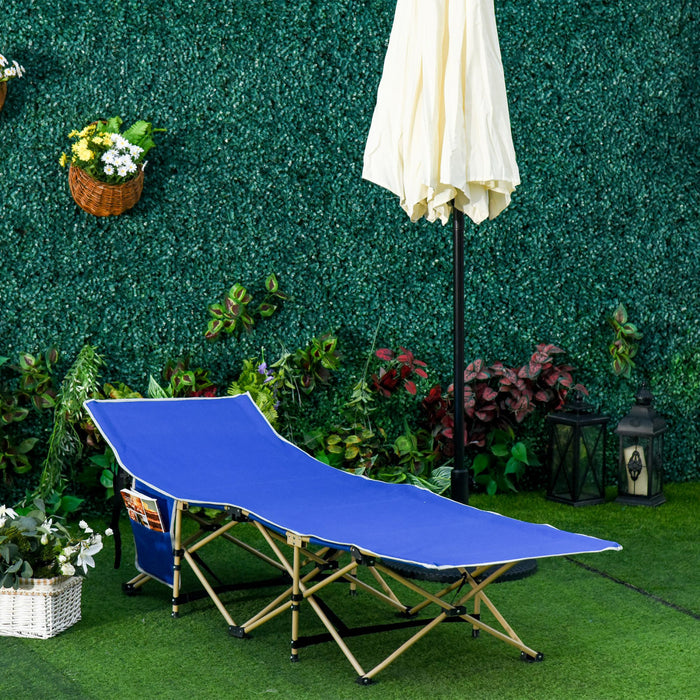 Lit De Camping Pliant Outsunny, Lit De Couchage Portable Pour Les Voyages, Bleu Marine