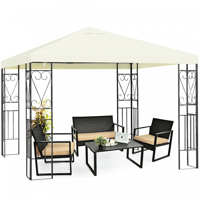 Costway 10’x10’ Patio Gazebo Canopy Tente A Cadre En Acier Abri Auvent De Partie De Patio