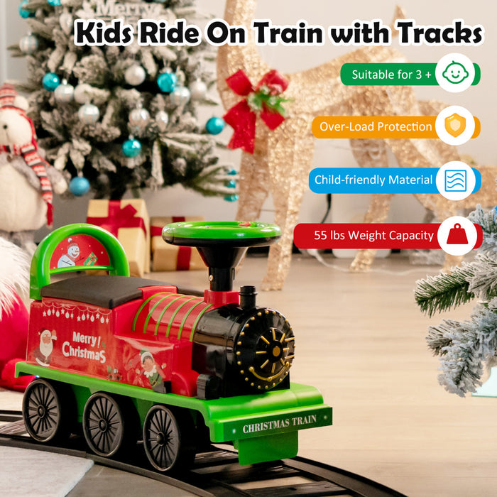 Jouet De Train Motorise Electrique 6v Pour Enfants Sur Train Avec Piste Et 6 Roues Vertes