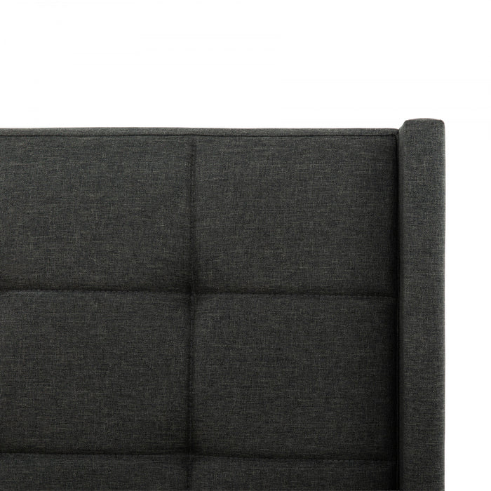 Lit plateforme a oreilles Wilder gris rembourre - Simple