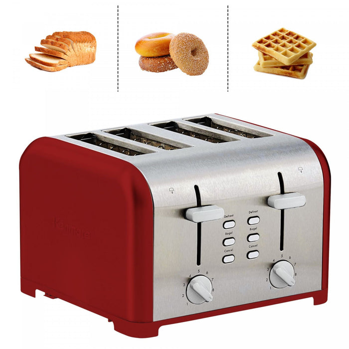 Grille-pain Kenmore à 4 tranches avec deux panneaux de commande, rouge - KKTSDC4SR