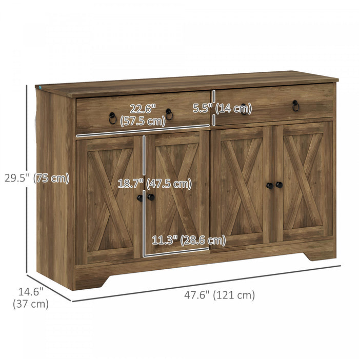 HOMCOM Buffet, armoire bar a cafe, etagere reglable, marron clair