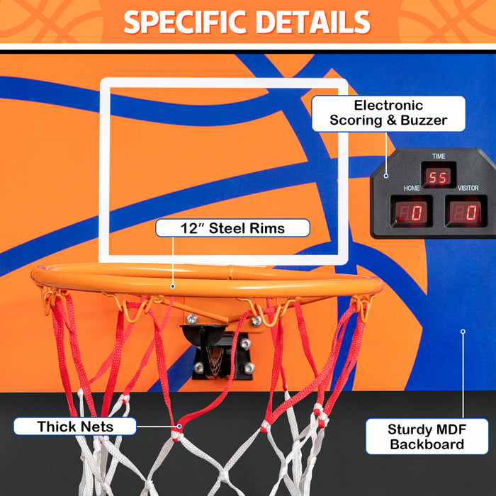 Jeu D'arcade De Basket-ball Pliable Costway, Avec Compteur Electronique, Filets Lateraux, 3 Ballons De Basket, 1 Pompe De Gonflage