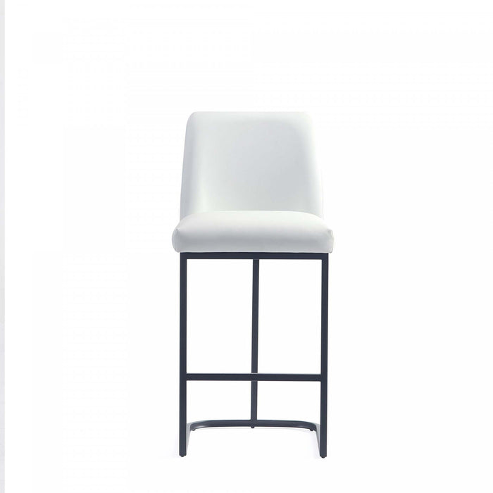 Tabouret de comptoir moderne en metal et tissu Serena, blanc - Lot de 3