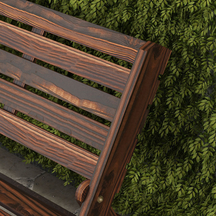 Outsunny Banc D'exterieur En Bois, Banc Pliable, Finition Carbonisee