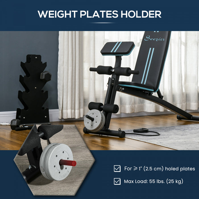 Soozier Banc pour halteres pliable et reglable pour entrainement a domicile, bleu