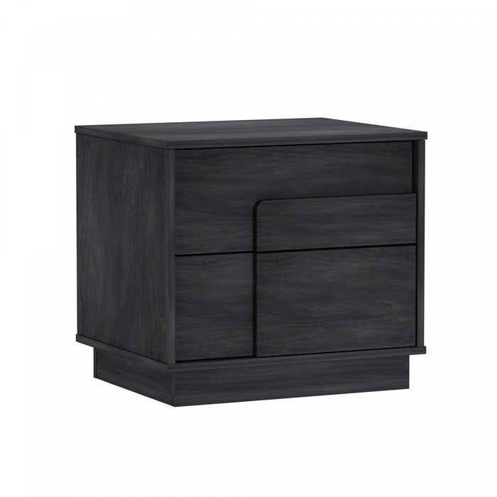 Table de nuit moderne Horizon 56 cm en gris charbon (2 tiroirs)