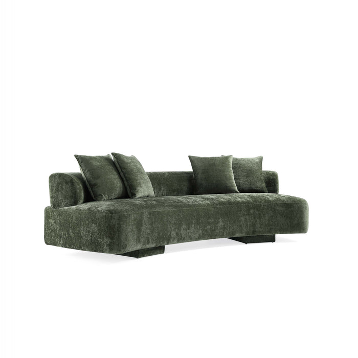 Canape en chenille vert olive Verandah Mid-Century Modern 112\"