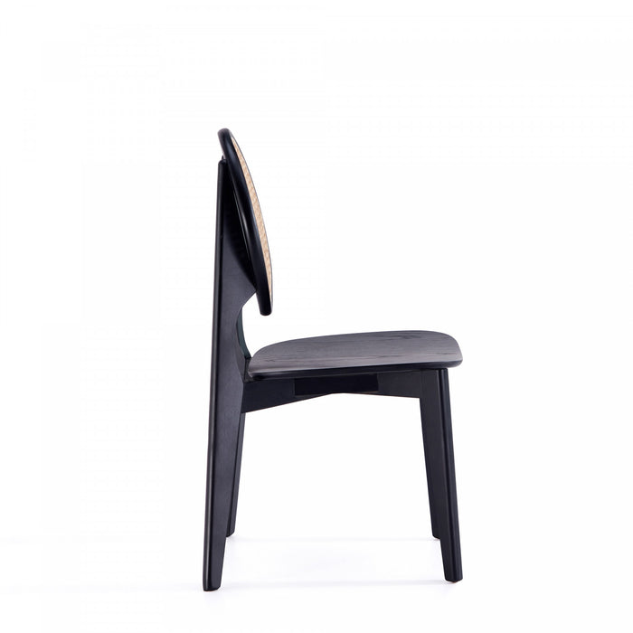 Chaise de salle a manger en bois style industriel Versailles en noir et naturel - Lot de 4