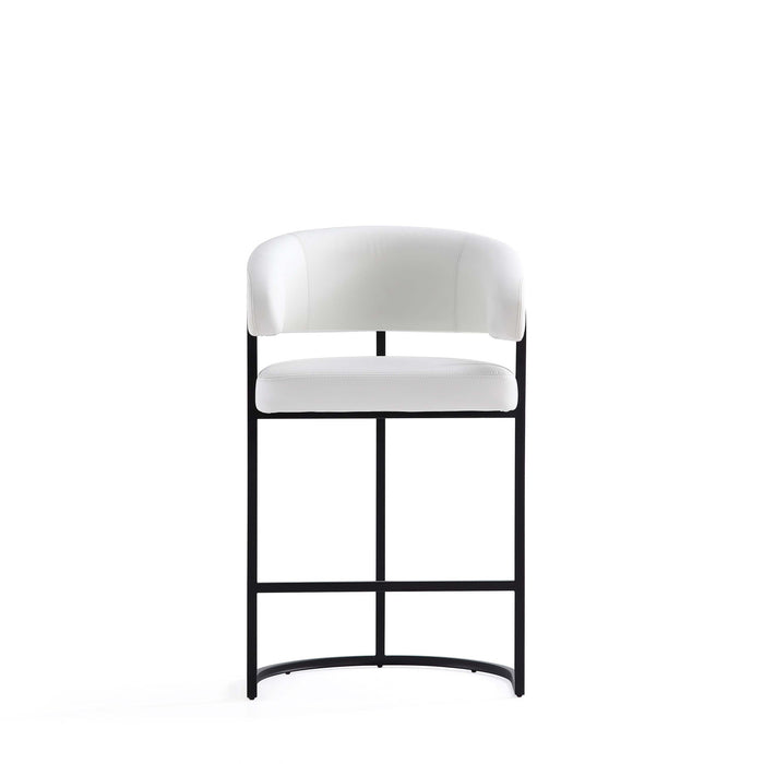 Tabouret de comptoir moderne Augusta en metal et tissu, blanc - Lot de 3