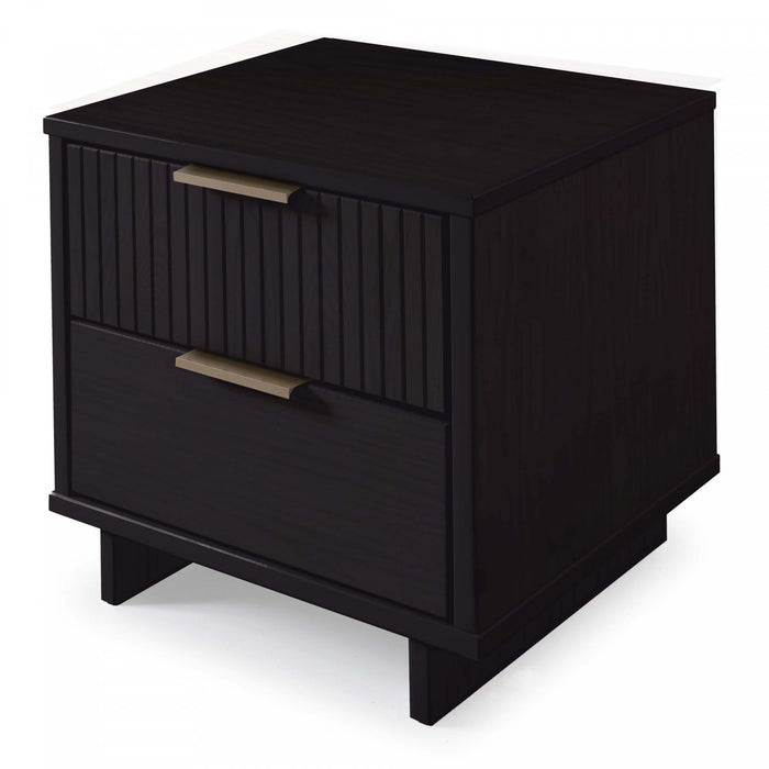 Table de nuit Granville Moderne 18\" en noir (2 tiroirs) - Lot de 2