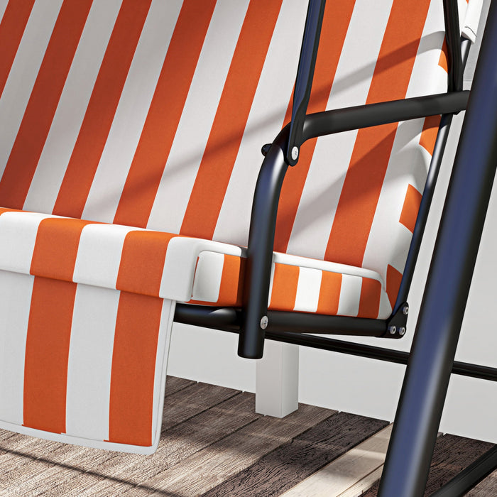 Outsunny Balancoire De Patio 3 Places Avec Auvent Reglable, Orange