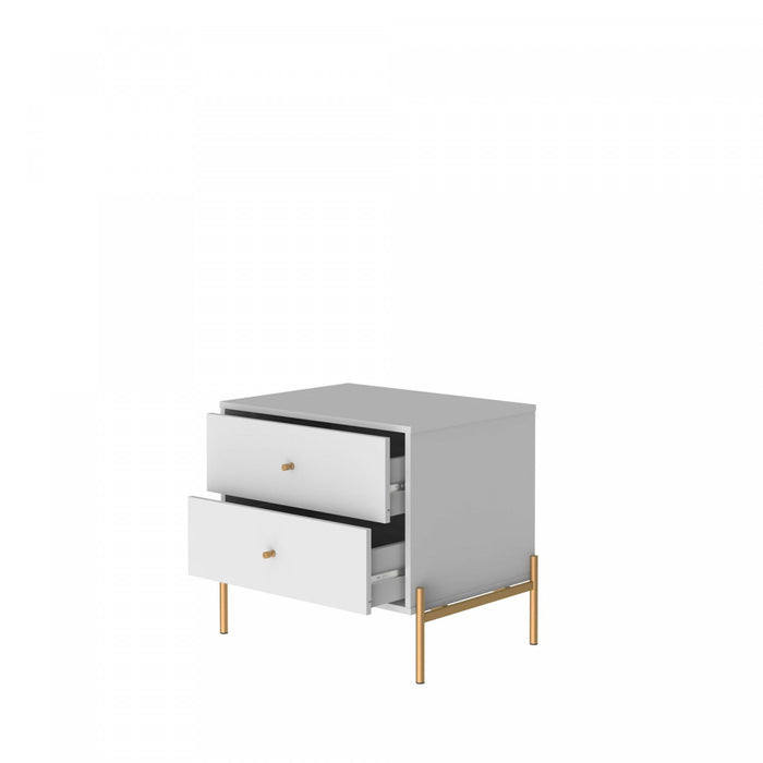 Table de nuit Jasper Moderne 25\" en blanc (2 tiroirs) - Lot de 2