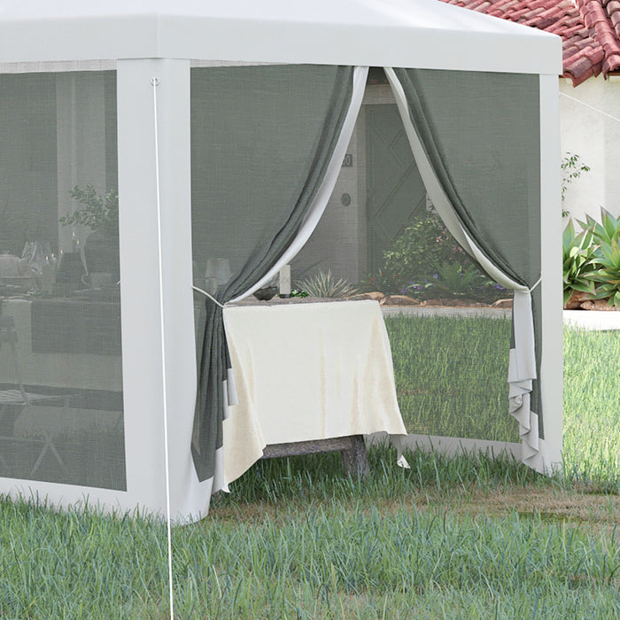Outsunny Tente De Reception 10' X 28' Gazebo Avec 8 Filets A Mailles, Blanc