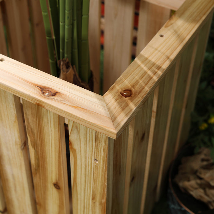 Outsunny Banc De Jardiniere En Bois Avec 2 Jardinieres Pour Patio, Naturel
