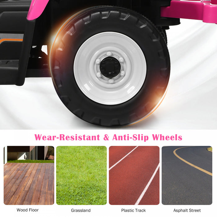 Costway Tracteur A Remorque Electrique 12v Avec Telecommande Et Lumieres Led