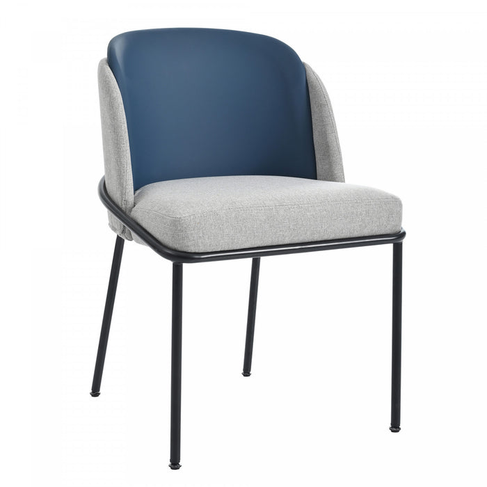 Olivia Ensemble de 2 chaises de salle a manger modernes avec pieds inclines et pieds reglables, bleu et gris