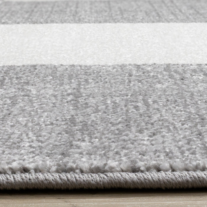 Tapis Covington a Carreaux Gris et Blanc, 7'10\" x 10'6\"