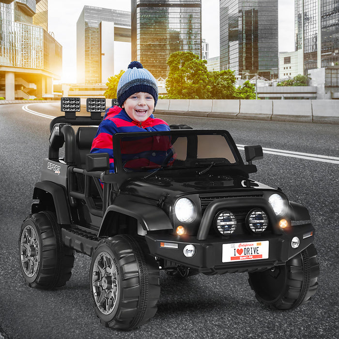 Voiture Pour Enfants 2 Places 12v, Pick-up Telecommande Avec Compartiment De Rangement, Coloris Noir
