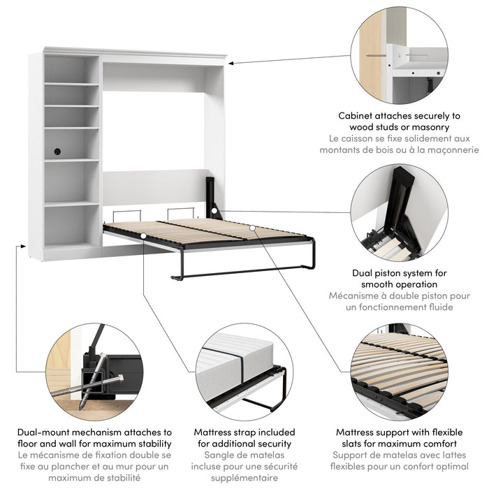 Lit double escamotable Versatile de Bestar avec organisateur de garde-robe (109 po [L]) - blanc