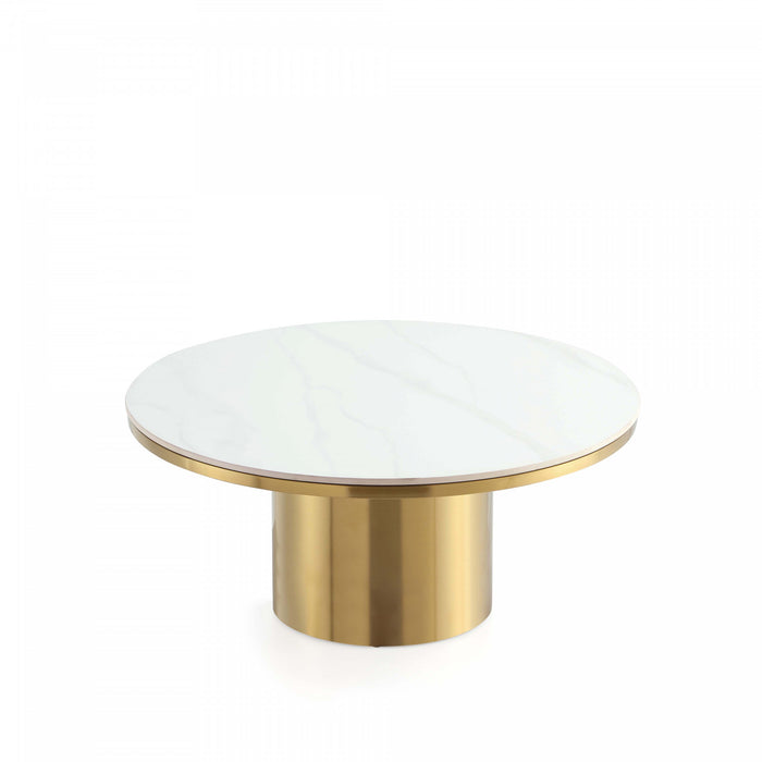 Ensemble moderne et glamour Glenn de 2 tables : table basse et table d’appoint, finition or